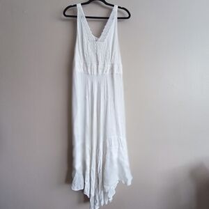 HolyClothing Renaissance Boho Victorian Off White Embroidered Maxi Dress Size XL